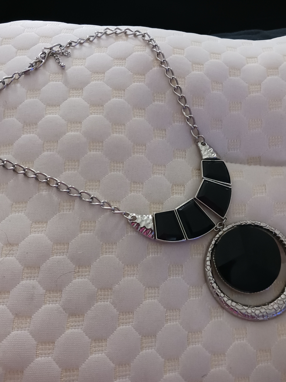 Silver-Tone Black Statement Necklace